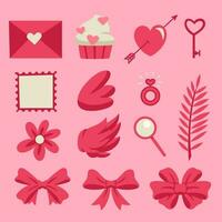 Valentines day element set collection in flat style vector