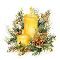 ai generado ai generativo Navidad guirnalda con vela y rojo Navidad rojo ardiente velas con abeto árbol, bayas y invierno fiesta decoración. png