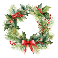 ai generiert ai generativ Weihnachten Stechpalme Beere Kranz mit Mistel, Zapfen, Beeren, Nadeln, Tanne Baum. Rahmen zum Weihnachten Urlaub Dekoration, Gruß Karten, Geschenk Stichworte, Einladung. png