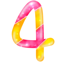 Number four, 4 word art candy png