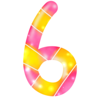Number six, 6 wordart candy png