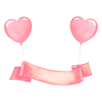 Vorlage Aquarell Valentinstag Tag Karte, Beförderung und Einkaufen. isoliert Rosa Banner mit herzförmig Luftballons. Hand gezeichnet Illustration zum romantisch Karten, Verkauf, Dekoration Geburtstage und Ferien png