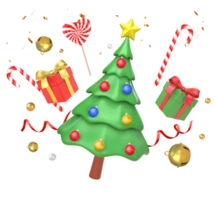 3D Rendering Christmas Tree With Christmas Elements png