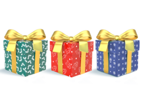 3D Rendering Christmas Gift Boxes With Ribbon png