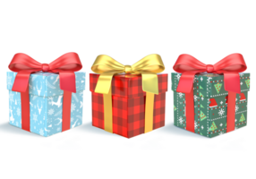 3D Rendering Christmas Gift Boxes With Ribbon png