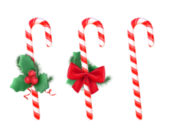 3D Rendering Christmas Candy Cane Set png