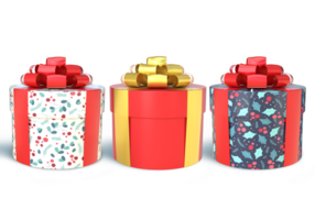 3D Rendering Christmas Round Gift Boxes With Ribbon png