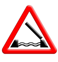 Opening bridge traffic sign isolated over transparent background png