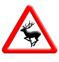 Deer crossing traffic sign isolated over transparent background png