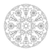 Christmas mandala. Coloring page. Christmas ball and fir tree. vector