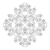 Cute bears, hearts and angels. Christmas mandala. Coloring page. vector