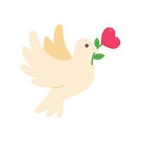 White dove holding a rose heart The concept of delivering pure love vector
