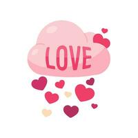 Pink clouds that sprinkle many love hearts Ideas for giving love on Valentine's Day vector