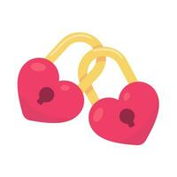 Pink heart lock with key for unlocking love feelings on Valentine's Day. vector