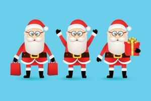 Christmas Collection of funny Santa Claus set group vector