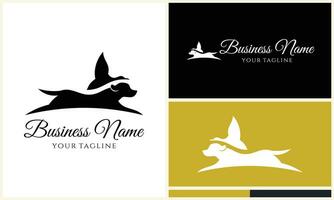 hunting dog duck logo template vector