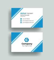 vector corporate Double-sided creative Professional modern simple unique blue minimalist gold elegant business card in red theme