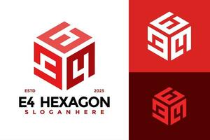 E Hexagon Logo design vector symbol icon illustration
