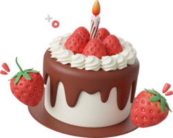 Birthday cake for celebration party, Happy Birthday, 3d illustration png