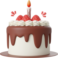 Birthday cake for celebration party, Happy Birthday, 3d illustration png