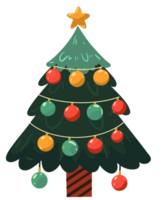 Colorful Christmas tree hand drawn style png