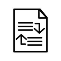Vector line icon with replace text paper file with an outline design. Plain document with a dark square outline is a suitable record for modifying finance data. Editable sheet with writeable element