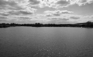 High Angle Footage of Caldecotte Lake Milton Keynes City of England, UK. photo