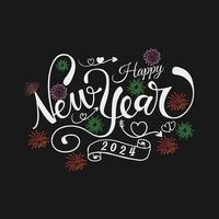 Happy New Year t-shirt design, happy new year 2024, typography, holiday, new Year t-shirt design, 2024 t-shirt, trendy, festival, T-shirt design fully vector graphics for t-shirt print design