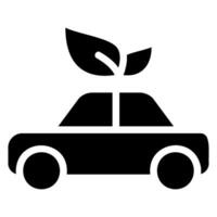 icono de glifo de coche ecológico vector