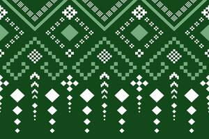 Green Cross stitch colorful geometric traditional ethnic pattern Ikat seamless pattern border abstract design for fabric print cloth dress carpet curtains and sarong Aztec African Indian Indonesian vector