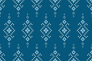 Indigo navy blue geometric traditional ethnic pattern Ikat seamless pattern border abstract design for fabric print cloth dress carpet curtains and sarong Aztec African Indian Indonesian vector