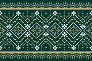 Green Cross stitch colorful geometric traditional ethnic pattern Ikat seamless pattern border abstract design for fabric print cloth dress carpet curtains and sarong Aztec African Indian Indonesian vector