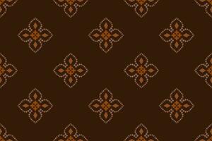 Nature vintages cross stitch traditional ethnic pattern paisley flower Ikat background abstract Aztec African Indonesian Indian seamless pattern for fabric print cloth dress carpet curtains and sarong vector