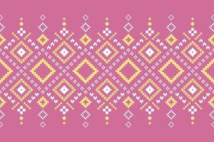 Pink Cross stitch colorful geometric traditional ethnic pattern Ikat seamless pattern border abstract design for fabric print cloth dress carpet curtains and sarong Aztec African Indian Indonesian vector