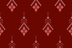 Red Cross stitch colorful geometric traditional ethnic pattern Ikat seamless pattern abstract design for fabric print cloth dress carpet curtains and sarong Aztec African Indian Indonesian vector