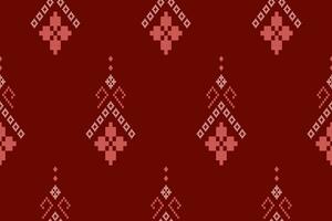 Red Cross stitch colorful geometric traditional ethnic pattern Ikat seamless pattern abstract design for fabric print cloth dress carpet curtains and sarong Aztec African Indian Indonesian vector