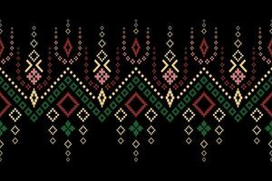 Cross stitch colorful geometric traditional ethnic pattern Ikat seamless pattern abstract design for fabric print cloth dress carpet curtains and sarong Aztec African Indian Indonesian vector