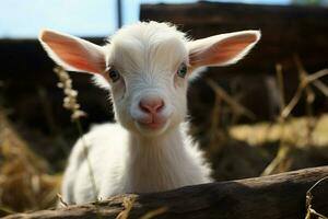 ai generado linda pequeño bebé cabra en el campo ai generado foto