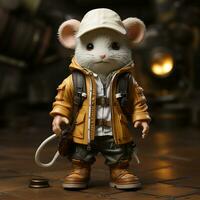 AI generated 3d mouse wearing clothes photo