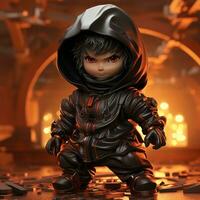 AI generated 3d ninja cute photo