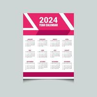 Minimal simple Upcoming 2024 One-page wall calendar design vector template, wall calendar design 2024-year, one page calendar design