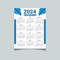 Minimal simple Upcoming 2024 One-page wall calendar design vector template, wall calendar design 2024-year, one page calendar design