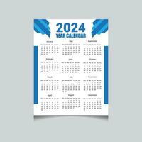 Minimal simple Upcoming 2024 One-page wall calendar design vector template, wall calendar design 2024-year, one page calendar design