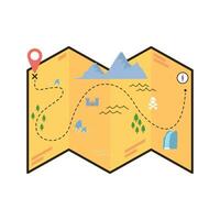 Cute cartoon map illustration  2D or Flat design style, with ornament on the map, children style, use for icon game, game design, children book, story book vector