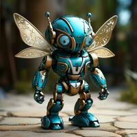 AI generated 3d Robot cartoon butterfly photo