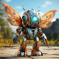 AI generated 3d Robot cartoon butterfly photo