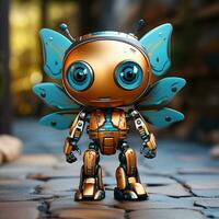 AI generated 3d Robot cartoon butterfly photo