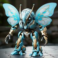 ai generado 3d robot dibujos animados mariposa foto