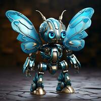 AI generated 3d Robot cartoon butterfly photo