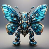 AI generated 3d Robot cartoon butterfly photo